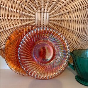Marigold Carnival Glass Plates